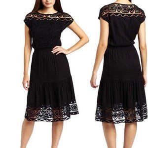 French Conn Holiday Crochet Dress Cocktail Midi Kn